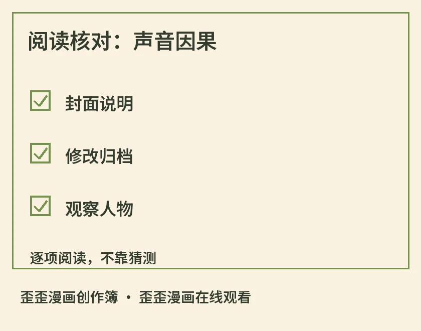 阅读核对:视觉重点示意图,标出拟声排版、无声因果、生活观察