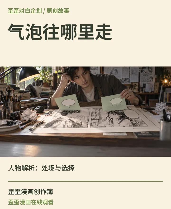 歪歪漫画在线观看相关原创故事《气泡往哪里走》人物解析：处境与选择封面：歪歪对白企划场景与中文标题