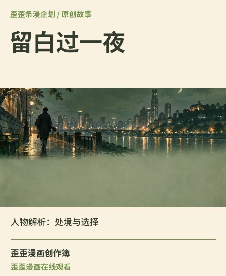 歪歪漫画在线观看相关原创故事《留白过一夜》人物解析：处境与选择封面：歪歪条漫企划场景与中文标题